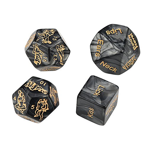 Romance 4Pcs Beautiful Exotic Posture Play Dice Sex Toys Romance Retro Style Interest Emotive Sex Dice - Black - One Size