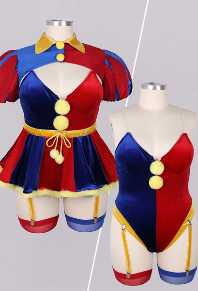 Plus Size TADC Clown Derivative Sexy Lingerie Suit Bodysuit and Mini Skirt with Gloves Hat
