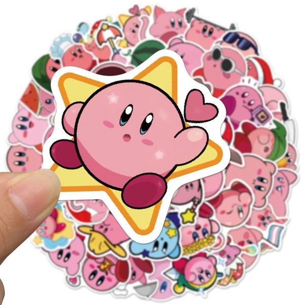 50PCS Kirby Stickers Cute Kirby Luggage Decals Waterproof Kawaii Pink