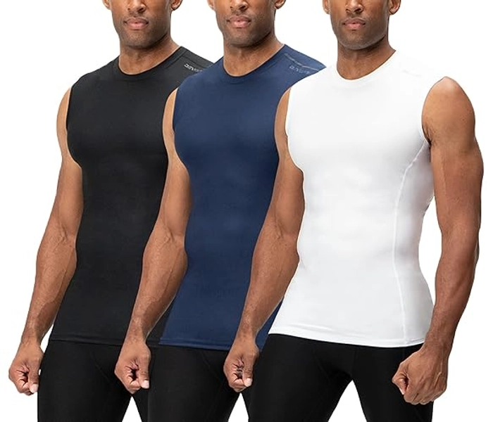 DEVOPS 3 Pack Men's Athletic Compression Shirts Sleeveless