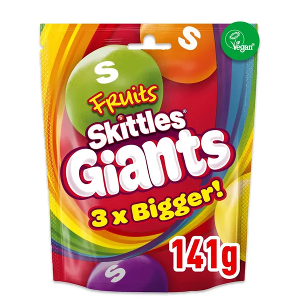 Skittles Giants Chewy Fruit Sweets Pouch, Vegan Sweets, Sweets Gift, Sharing Pouch 141g