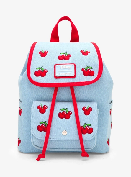 Loungefly Disney Mickey Mouse Cherries Denim Mini Backpack - BoxLunch Exclusive