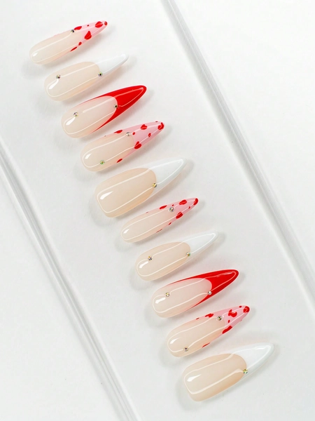 Love-Struck Charm French Tip Short Almond Shape Nail