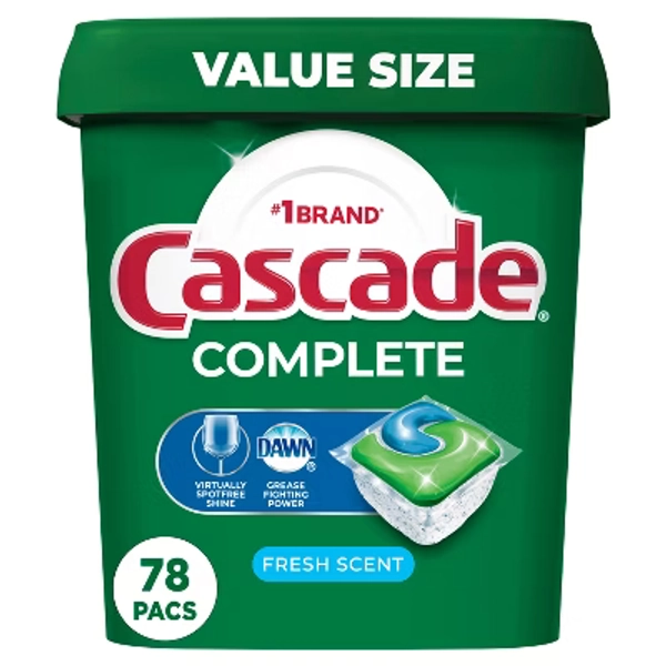 Cascade Fresh Scent Complete ActionPacs Dishwasher Detergents - Fresh - 78ct