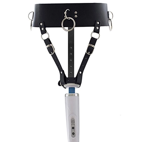 Vibrator Leather Constrained Forced Strap - Electric Waistband Harness Fixed Tie Belt Holder(Wand Or Vibrator Not Included)