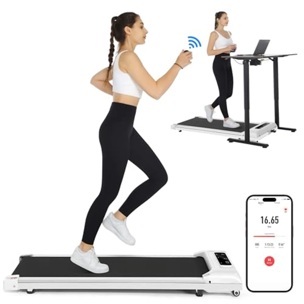 Walking Pad Treadmill, 2.5HP Under Desk Treadmill Portable, Desk Treadmill for Office Under Desk, Walking Treadmill Electric Quiet for Home/Apartment/Flat with Remote Control and LED Dispaly