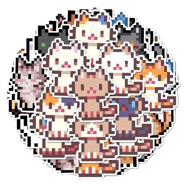 Pixelated Cat Stickers [50 pcs]