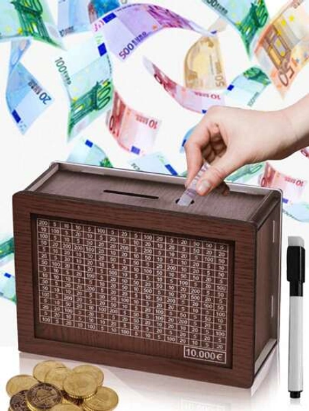 SHEIN 1 pezzo Salvadanaio in legno, piano di risparmio per ragazzi e ragazze, banca digitale per monete fai-da-te, decorazione per San Valentino, matrimonio, compleanno, Ramadan, decorazione per la casa, decorazione per la camera, decorazione per il matrimonio, decorazione per la casa, scatola di immagazzinaggio, borse regalo, giocattoli, scatola di pittura per numero, organizer per il trucco, decorazione estiva, festa della mamma, festa del papà, ritorno a scuola, stagione di laurea, decorazione di Ognissanti, ritorno a scuola, scatola di immagazzinaggio di Natale, decorazioni natalizie, contenitori di immagazzinaggio, decorazione per il soggiorno