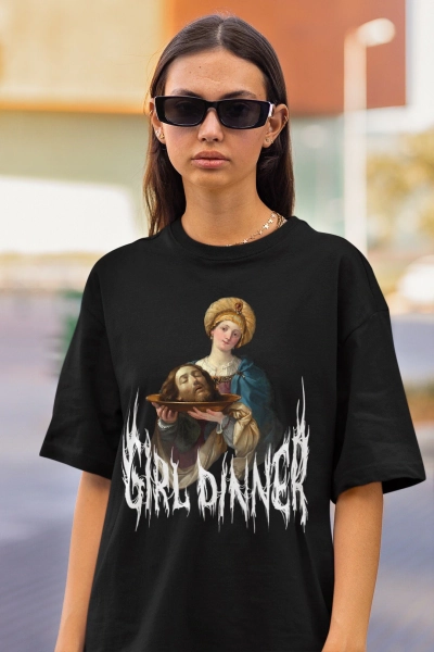 Girl Dinner Tshirt Salome by Guido Reni Metal Font Funny Shirt Feminist Alternative Goth Grunge Aesthetic Punk Tshirt Art History - Etsy UK