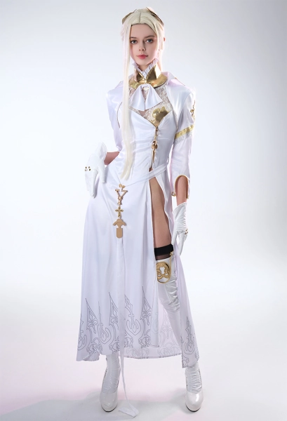 Nier Automata Commander White Cosplay Costume White Dress Set +wig