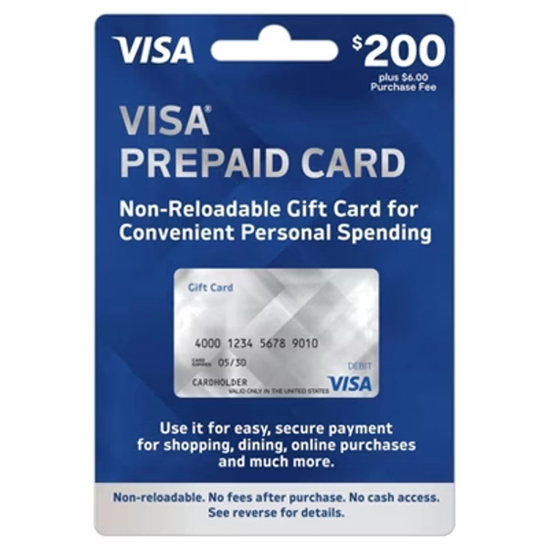 Visa Prepaid Card - $200 + $6 Fee