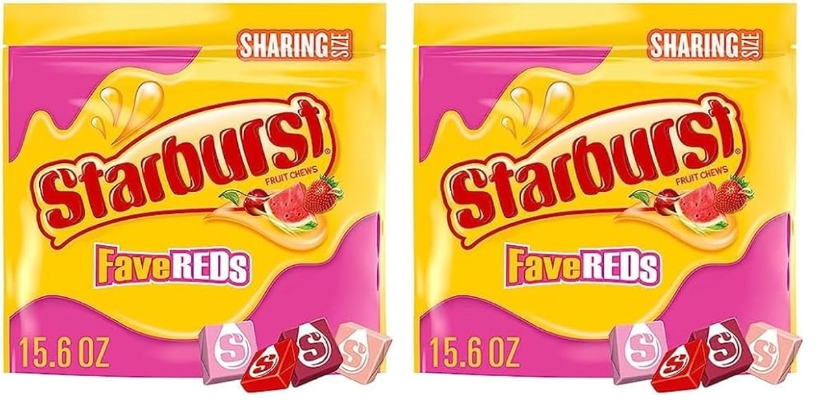 STARBURST FaveReds Fruit Chews Summer Candy, Sharing Size, 15.6 oz Resealable Bag (Pack of 2)