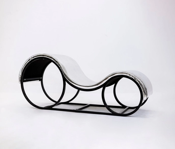 Silver TANTRA SOFA. Chair for adult games. Mature bed for adult play. Kinky fetish furniture