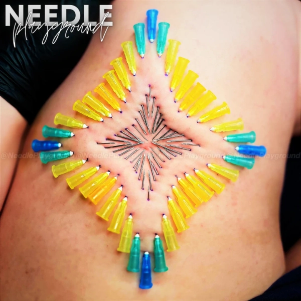Beginner Four-Pointed Star Needle Play Design / Stencil - Artistic Piercing