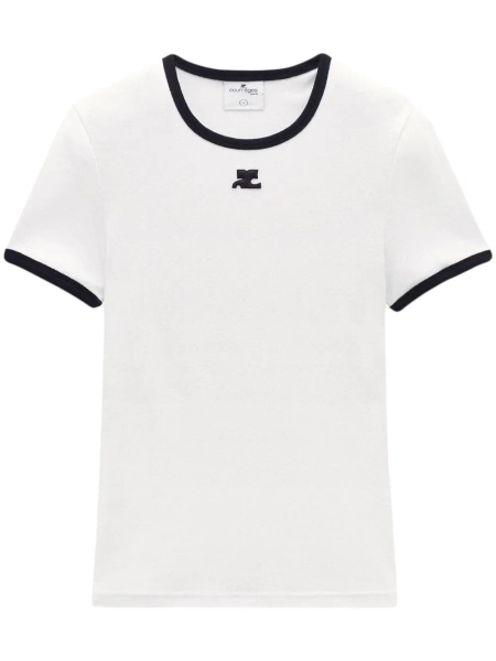 Courrèges t-shirt en coton à bords contrastants | XS