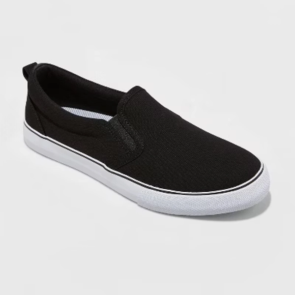 Women's Millie Twin Gore Slip-On Sneakers - A New Day™ Black 7: Canvas Low Top, Medium Width