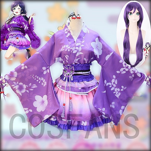 12.76US $ 40% OFF|Anime Love Live Nozomi Tojo Cosplay Costume Sexy Kimono Women Dress Purple Wigs Love Live Uniform Girls Outfit In Stock - Cosplay Costumes - AliExpress