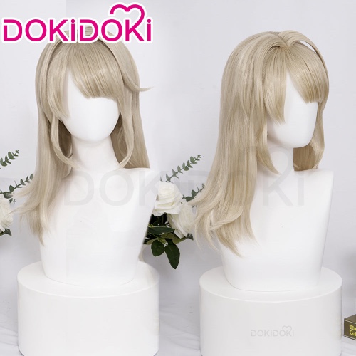 【Ready For Ship】DokiDoki Game Genshin Impact Cosplay Kid Lynette Childhood Wig Long Straight Grey Flaxen Fontaine | Kid Lynette