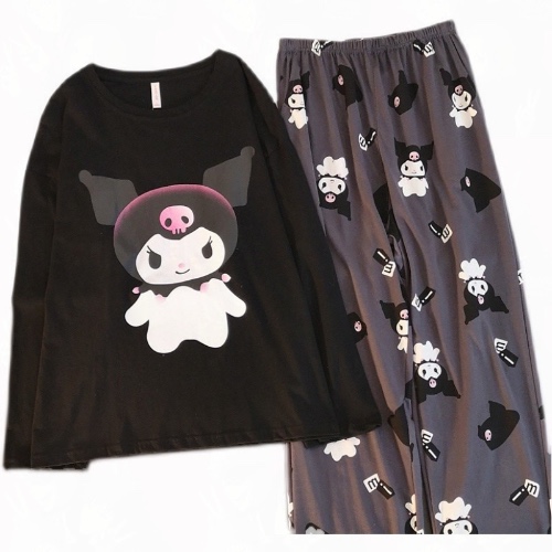 Kawaii Sanrio Kuromi New Korean Autumn Kawaii Two Piece Pajamas Soft Home Wear Outgoing Girl Christmas Birthday Gift Clothes - Animation Derivatives/peripheral Products - AliExpress