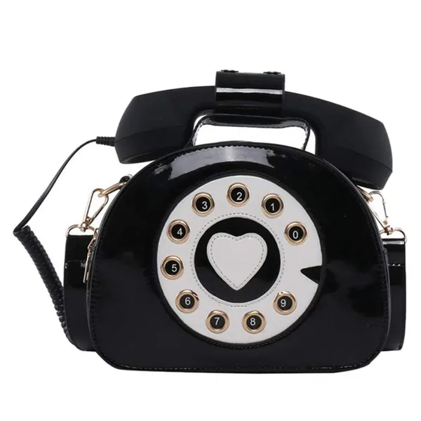 TENDYCOCO Shoulder Bag Telephone Shaped Handbag Retro Top Handle Bag Novelty Purse for Women