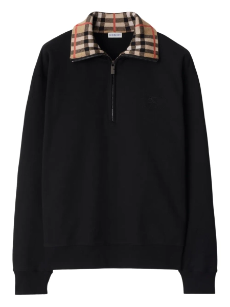 Burberry check-collar cotton sweatshirt | M