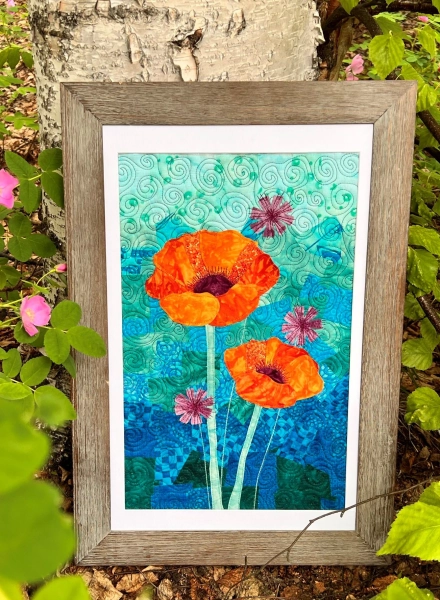 Poppy Patch Collage Art Quilt Kit