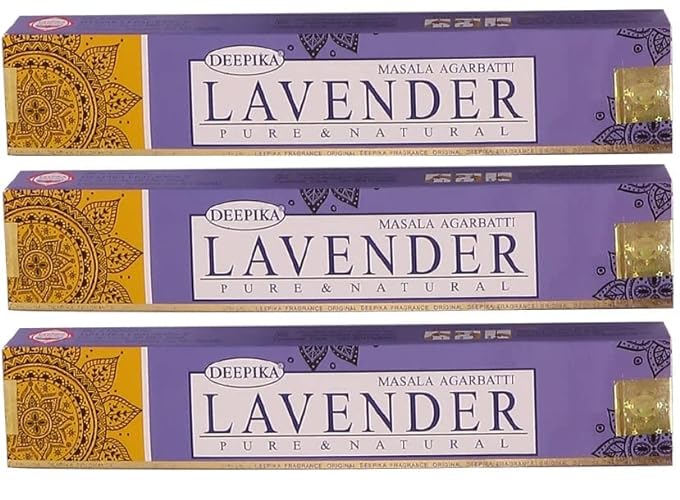 Deepika Lavender Incense Sticks 15gram x 3 pack With Giftbrit Incense Sticks Holder for Meditation, Yoga, Relaxation, Healing and Positivity - Lovender
