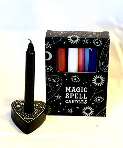 Spirit of Equinox Magic Spell Candles Bundle Gift Set with 12 Mixed Colour Candles with Candle Holder Included (Candle Holder Styles May Vary)