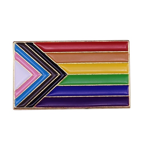 Progress Pride Flag LGBTQ Lapel Pin - LGBT Ally Badge Equality Gay Lesbian Bisexual Transgender Supports Rainbow Brooch