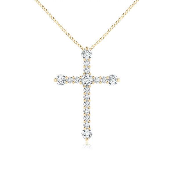 Prong-Set Diamond Budded Cross Pendant