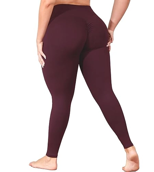 MEJING Plus Size Butt Lifting Leggings with Pockets for Women, L-5XL Yoga Pants Tummy Control, High Waist Workout Leggings