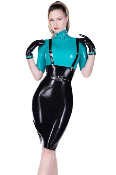 Madame Juliette High Waisted Pencil Latex Rubber Skirt
