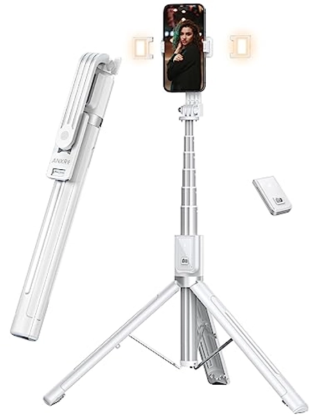 ANXRE 60" Phone Tripod & Selfie Stick with Light, [All in 1] Travel Phone Tripod Selfie Stick Tripod with Remote for Cell Phone Compatible with 4''-7'' iPhone Android Phone Tripod Stand for Vlogging