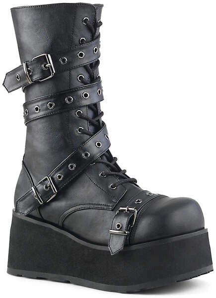 TRASHVILLE-205 Men's Black Strap Boots