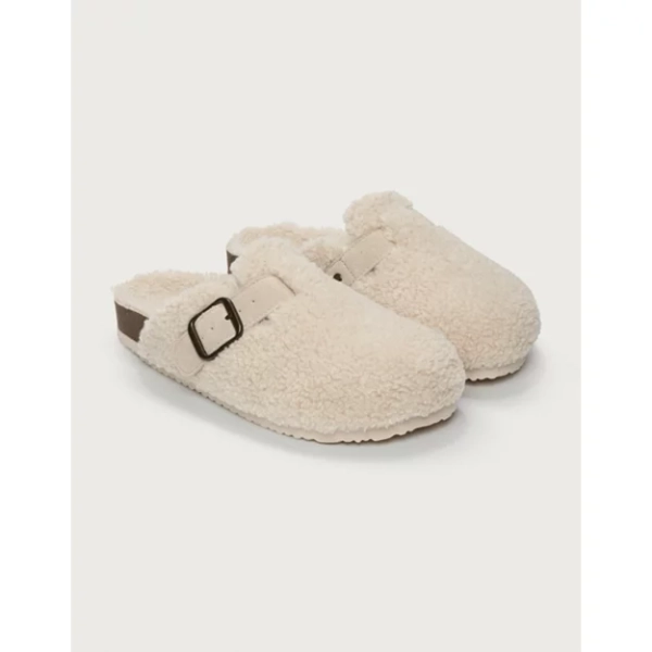 Borg Corkbed Mule Slippers | New In Nightwear | The  White Company