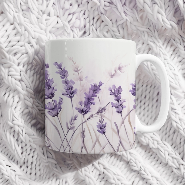 Lavender Mug | Flower Mug Ceramic Coffee Mug with Flower Motif Tea Cup Gift for Friends and Family Mug
