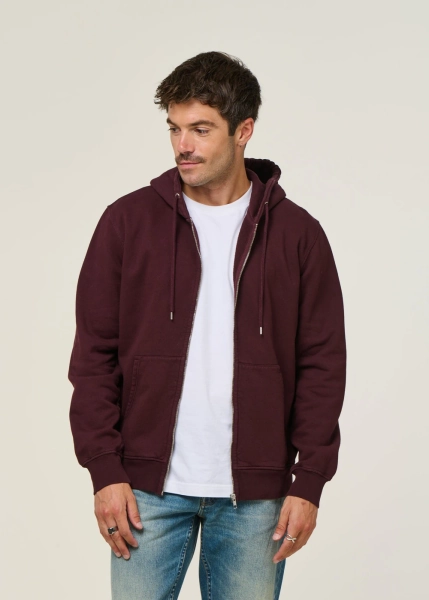 Sweat à capuche zippé en coton bio | bordeaux "oxblood red" Colorful Standard