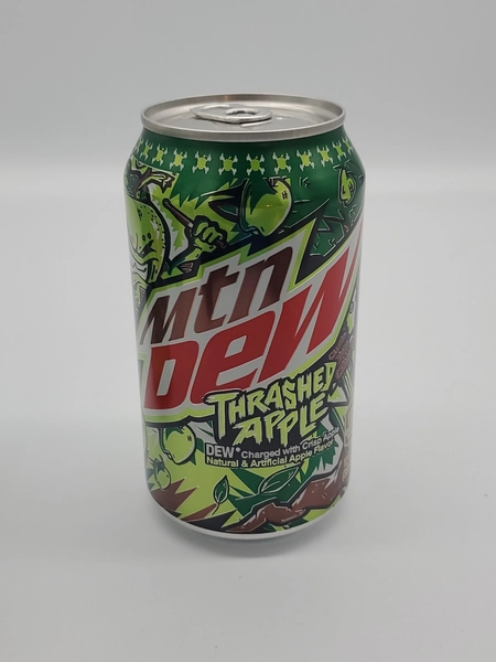 FULL Mountain Dew Mtn Dew Thrashed Apple 12 oz Dew Can Crisp Apple Charged Dew