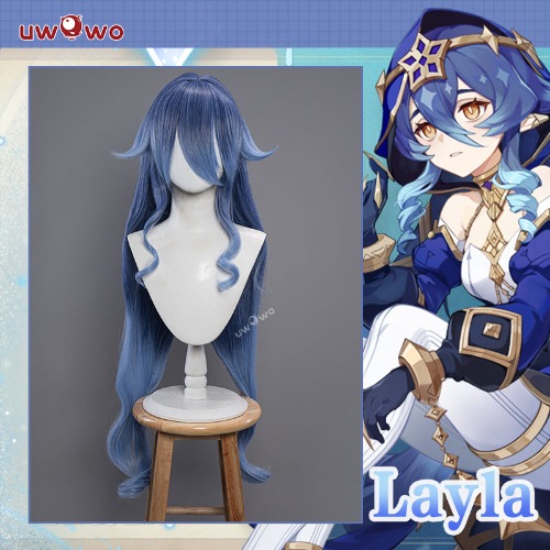 【Pre-sale】Uwowo Genshin Impact Cosplay Wig Layla Cosplay Wig Gradient Blue Long Hair