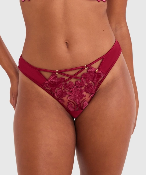 Vamp Wine & Dine High Leg G String - Berry 10