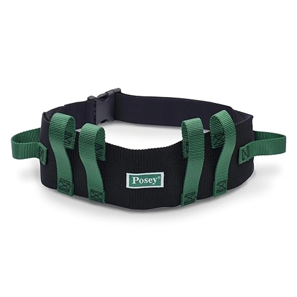 TIDI Posey Transfer Belt, Black with Green Economy Model – Extra-Wide Soft Nylon – Washable Walking Belt & Gait Transfer Belt – Medical Supplies for Nurses, Therapists & Home Care Caregivers (6537Q)
