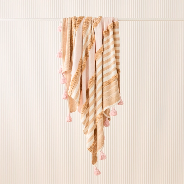 Amy Natural & Pink Tufted Throw