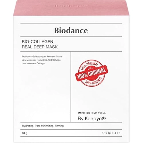 BIODANCE Bio-Collagen Real Deep Mask, Hydrating Overnight Mask 34g x 4ea, 100% Korean skincare Imported by Kenayo