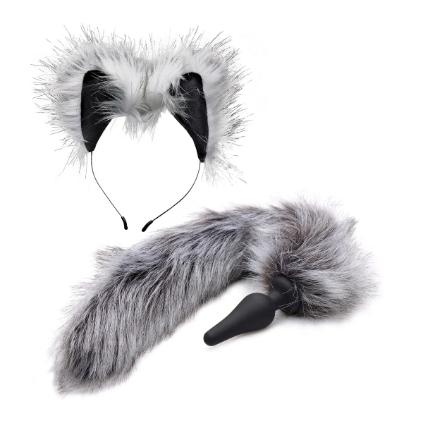 Tailz Grey Wolf Anal Plug & Ears Set - Anal Toys | Adam & Eve