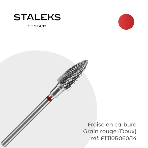 Fraise arrondie en Carbure Rouge Staleks 0,6x1,4 cm - Fraise Nail Shop