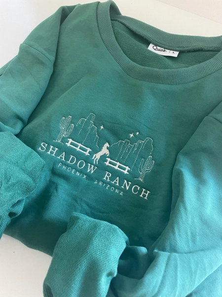 Embroidered Sweatshirt | 100% Cotton Handmade Sweater Jumper Design | Shadow Ranch Phoenix Arizona Embroidery