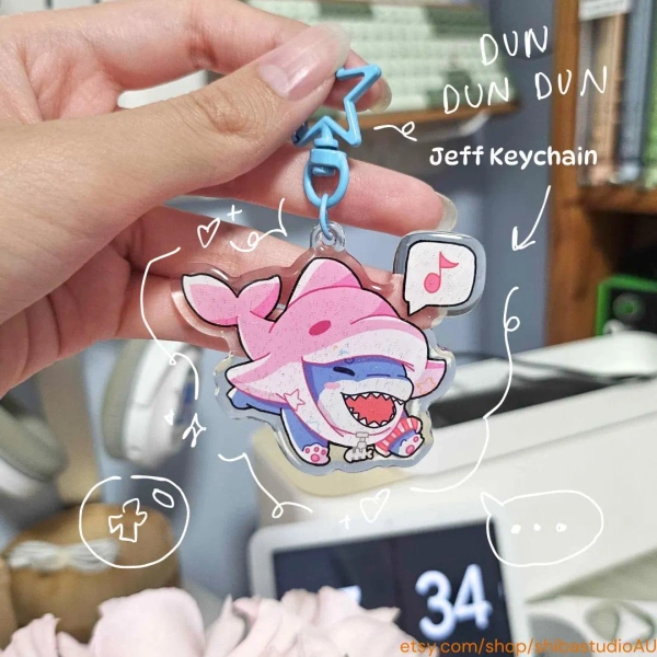 Jeff the land shark Acrylic Keychain || Marvel Rivals || Cute gift to attach to your bag, pencil cases and keys!