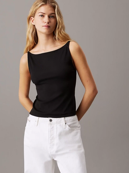 CK Logo Tape Open Back Top