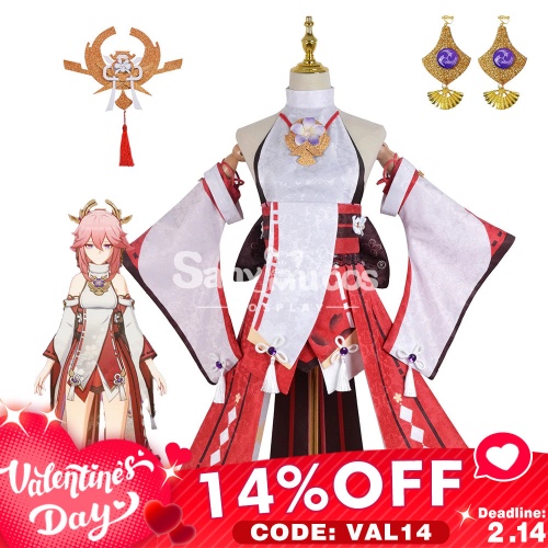 【Valentine's Day 14% OFF CODE: VAL14】【In Stock】Game Genshin Impact Cosplay Yae Miko Cosplay Costume Plus Size - M