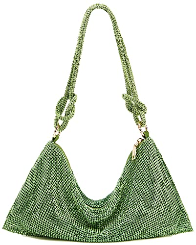 Rhinestone Hobo Bag for Women Rhinestone Purses Sparkly Evening Handbag Shiny Diamond Purse for Wedding Parties 2024 - Green